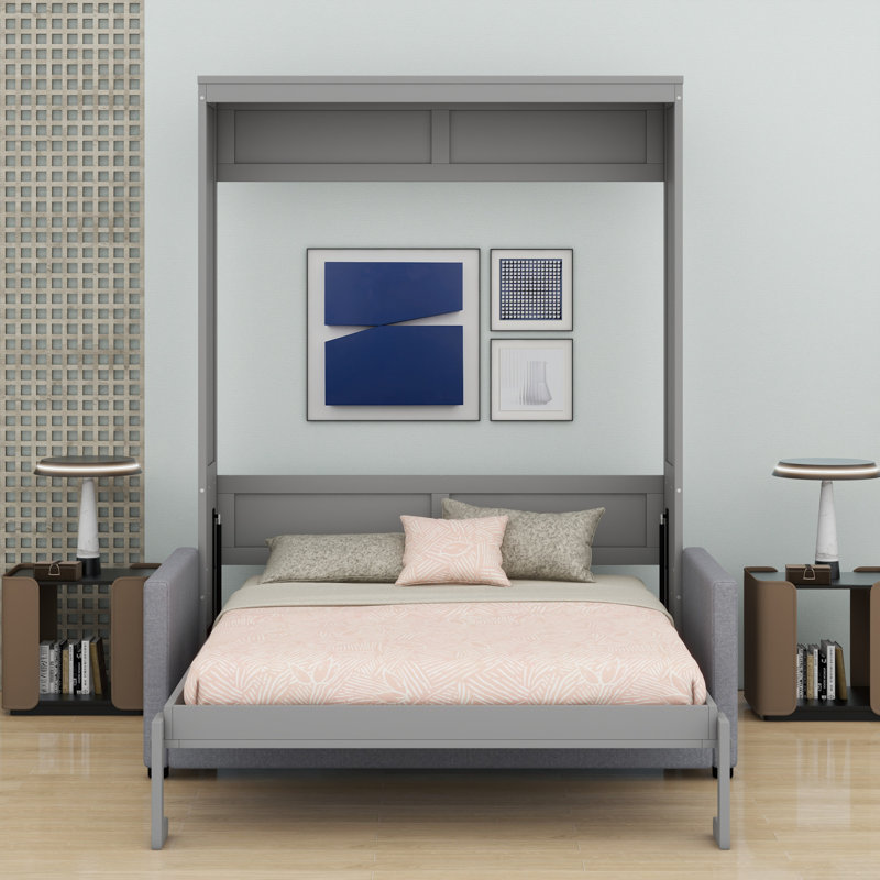 Lit escamotable mural Murphy avec coussin, gris
