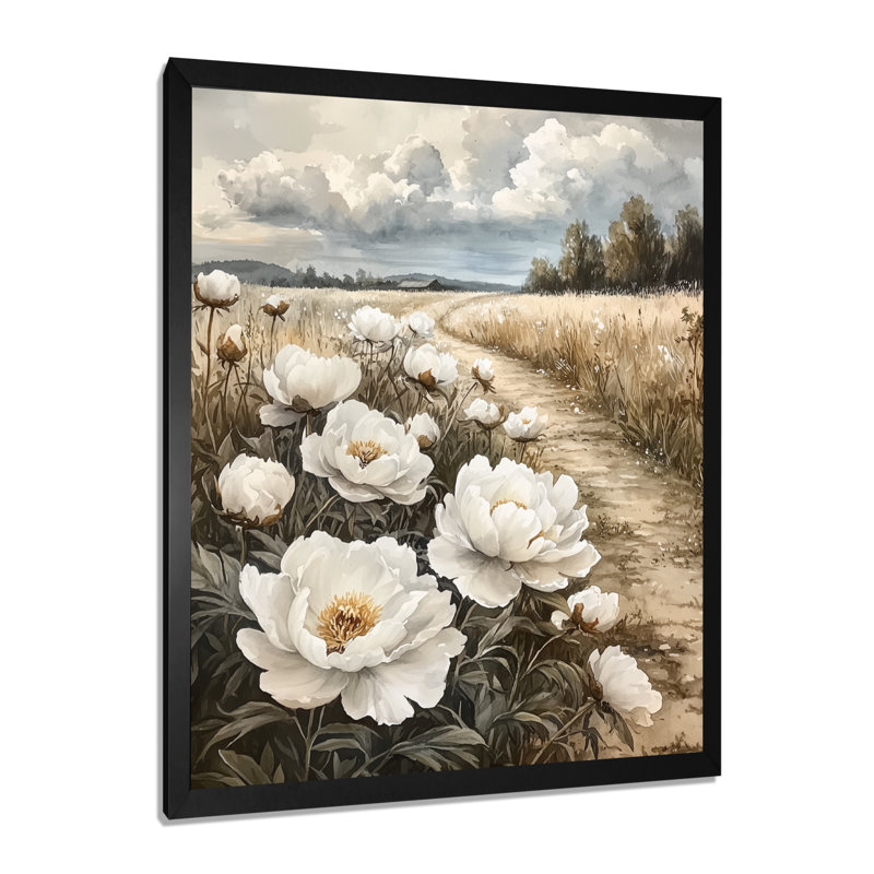 Gladene - impressions sur toile florales, H 32 po x l 16 po, Noir, noir, noir, noir, Reproduction encadrée d'une seule photo