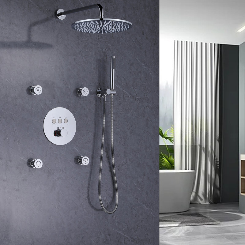 Système de douche complet avec valve brute, Chrome poli