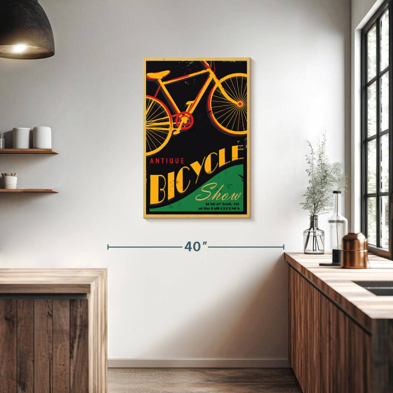 Affiche rétro de bicyclette, H 36 po x l 24 po