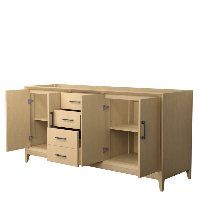 Janna 71.5" Freestanding Double Bathroom Vanity Base Only, Matte Black