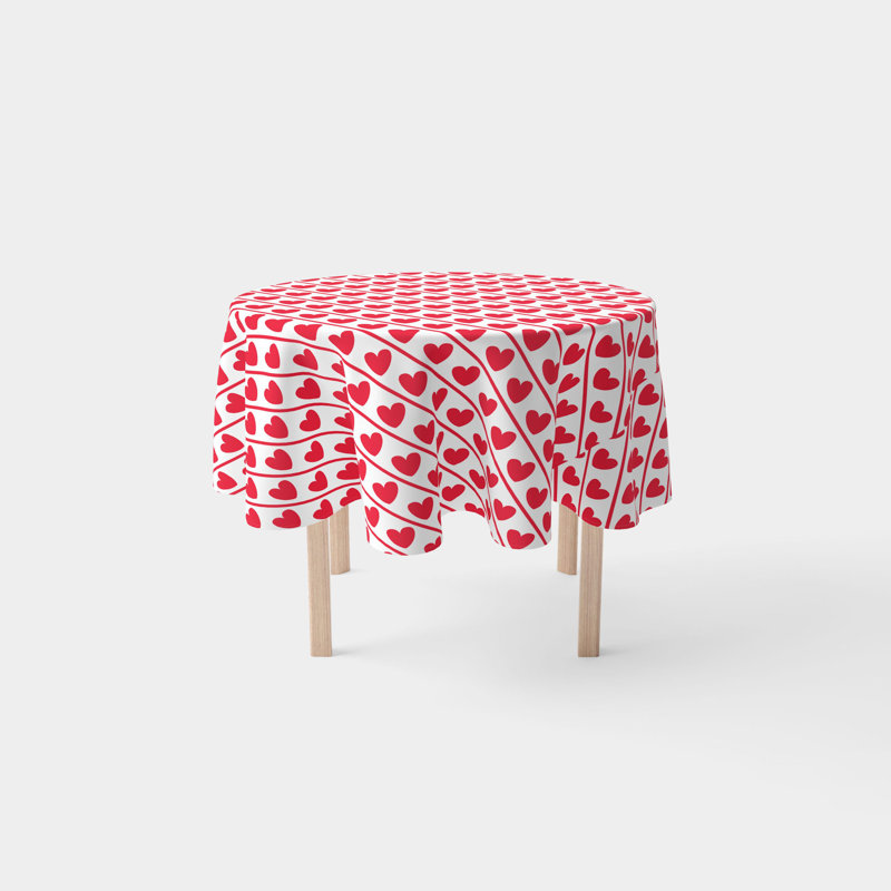 Sirois Hearts Diagonal Stripe Tablecloth, 90" x 90"