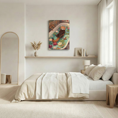 Natural Wood Framed,Canvas Wall Art for Living Room, Bedroom, Office or Entryway – Decorative Wall Decor with Red Panda