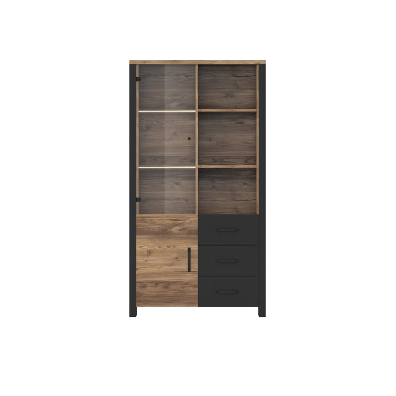 Monango Display Cabinet, Appenzeller Spurce/Black Mat