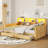 Twin to Double Extendable Daybed Storage Headboard Charging Light Daybed Frame Natural-1343097067