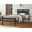 Lit plateforme en métal avec tête de lit tapissier, sans cordon requis, moderne, noir, double-27381508-27421600