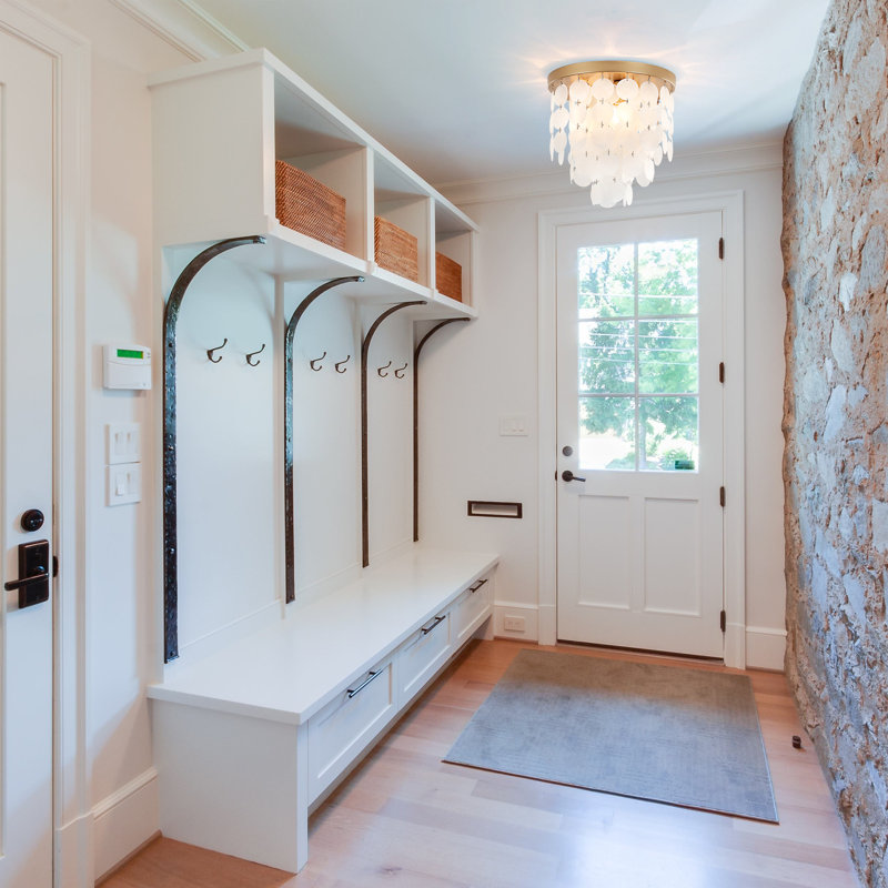 Plafonnier 11,8 po Capiz 11,3 po, plafonnier encastré Boho doré pour chambre à coucher, vestiaire, salle à manger et entrée