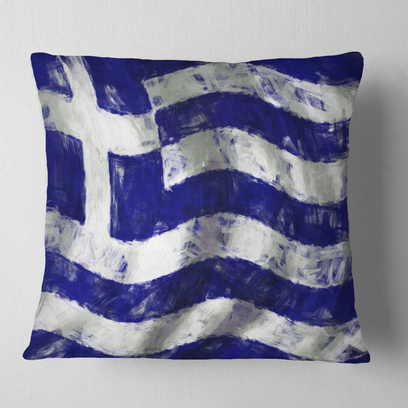 Drapeau de la Grèce - Coussin décoratif imprimé de cartes et drapeaux, 18 po x 18 po, Rectangulaire
