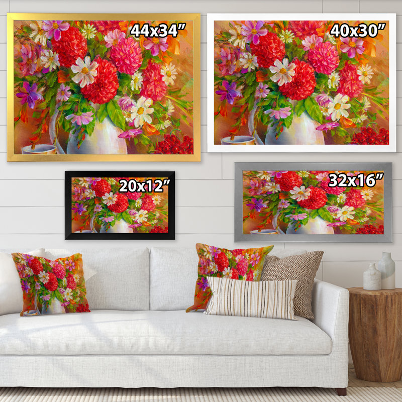 Sunflower Wildflower Farmhouse - œuvre d'art traditionnelle sur toile, Cadre photo noir, H 8 po x l 12 po x P 1 po