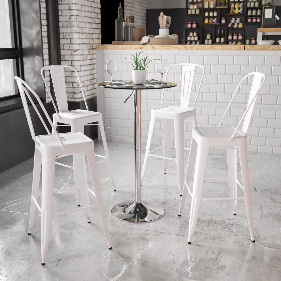 Round Adjustable Height Glass Table