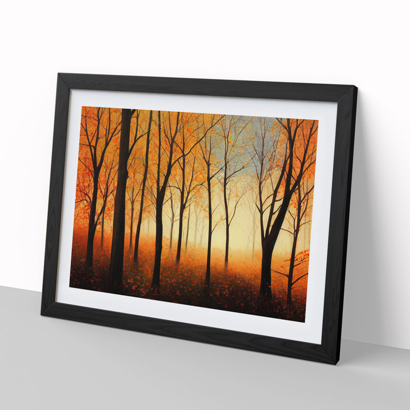 Exhilarating Autumn Forest - Single Picture Frame Painting, 46cm H x 64cm W x 2cm D, Black