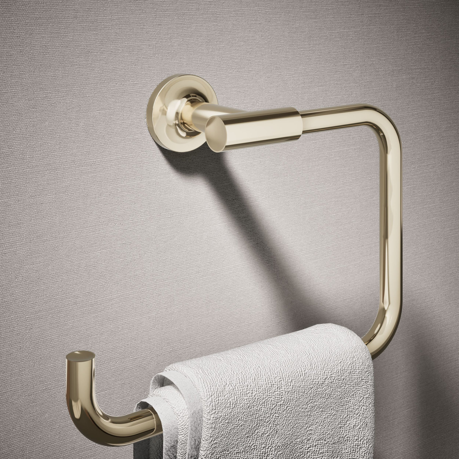 Purist Wall Mounted Towel Ring for Bathroom, Metal Bathroom Hand Towel Ring, Vibrant French Gloss Gold
