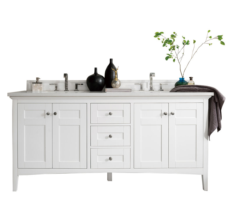 Palisades 72''  W Double Vanity, Bright White, Eternal Jasmine Pearl