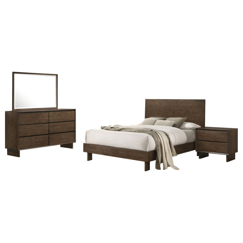 Ensemble de chambre avec grand lit 4 pièces Rodarte Brun chaud, Grand