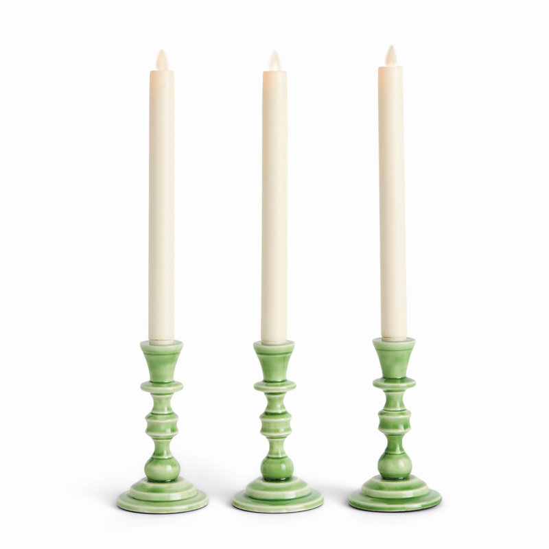 Eclat Enamel-Coated Aluminum Taper Holders in Green, Green