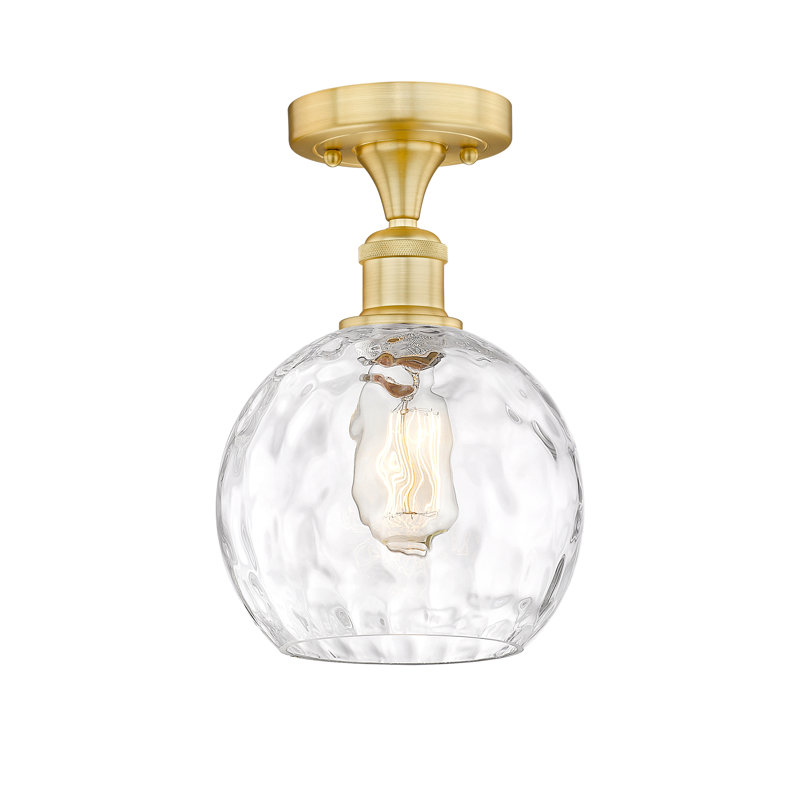 Plafonnier semi-encastré 1 lumière 8 po Cindi, Ampoule non incluse, Or satiné, H 10,75 po x l 8 po x P 8 po