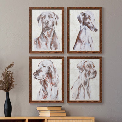 «Sitting Dog I», toile encadrée de qualité supérieure - prête à être accrochée