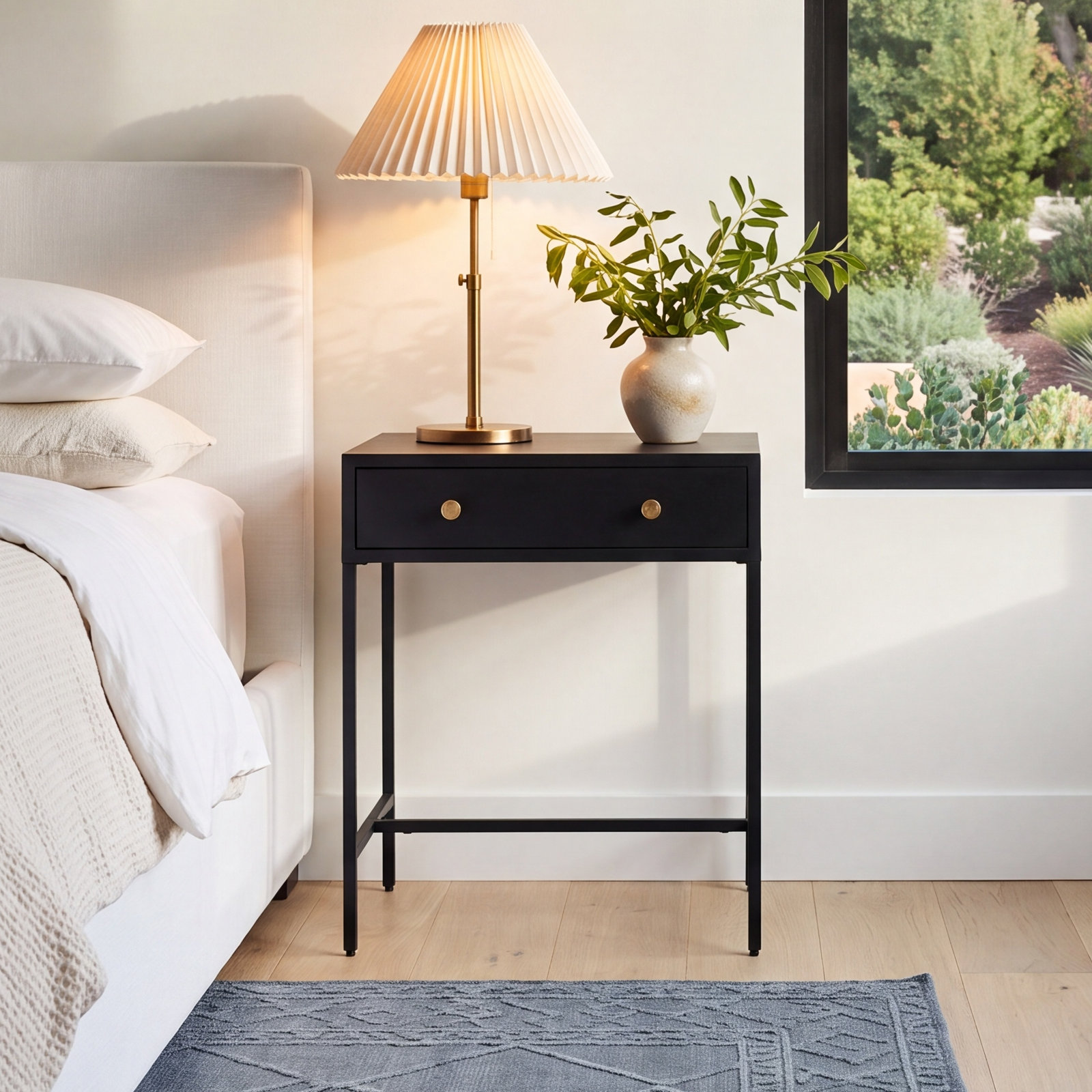 Walee 1-Drawer Nightstand, Black