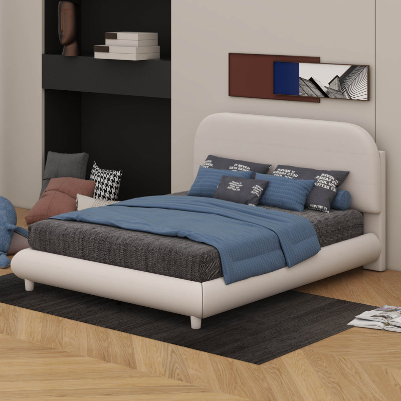 Lit plateforme en tissu d'ameublement Teddy