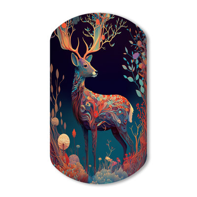 «Majestic Buck In The Woods II», art animalier mural en métal à forme cylindrique