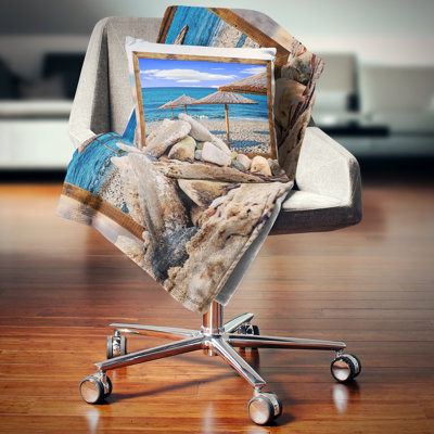 Framed Effect Beach Umbrellas Seashore Square Pillow Cover & insert