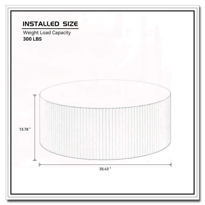 Round Coffee Table with Handcrafted Relief, White