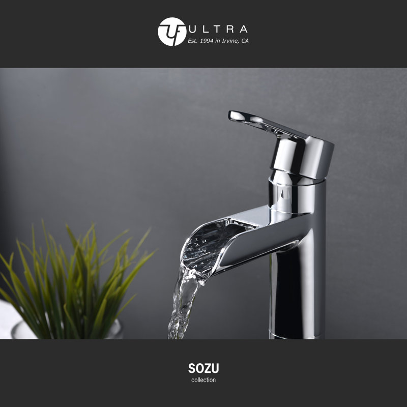 Sozu Collection Single-Handle Tall-Vessel Lavatory Bathroom Sink Faucet with Drain Assembly - Chrome Polished