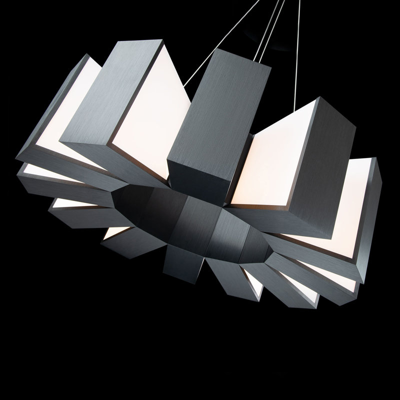 Chronos 12 - Light Unique / Statement Drum LED Chandelier, Black, 10" H X 34" W X 34" D , 12 Lights