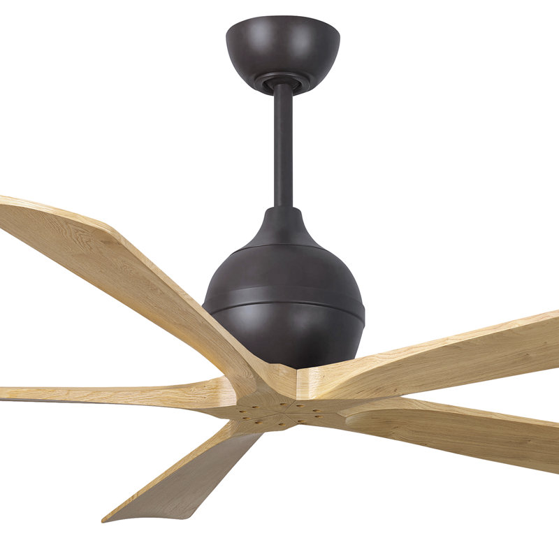 52" Irene 5-Blade Ceiling Fan with Wall Remote, Textured Bronze, Light Maple Tone, 60"