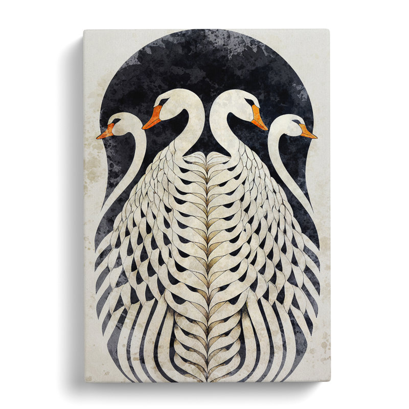 Art Deco Swan - Wrapped Canvas Print, 76cm H x 50cm W x 3cm D