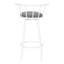 Ensemble de 2 tabourets pivotants Kea, dossier bas blanc incurvé, assise en coton gris