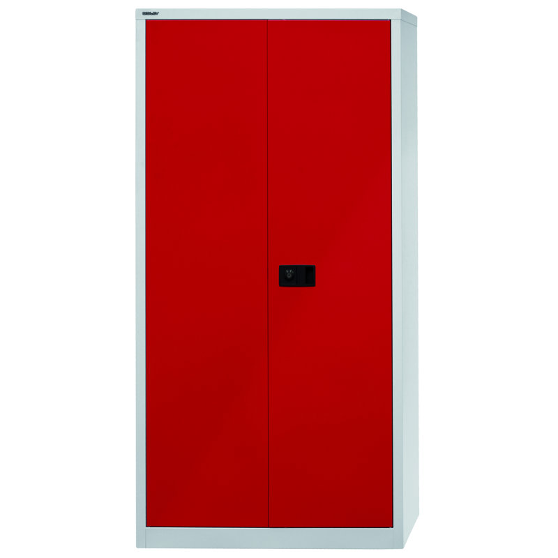 Universal 2 Door Storage Cabinet, White and red, 195cm H x 91.4cm W x 40cm D, Galvanised