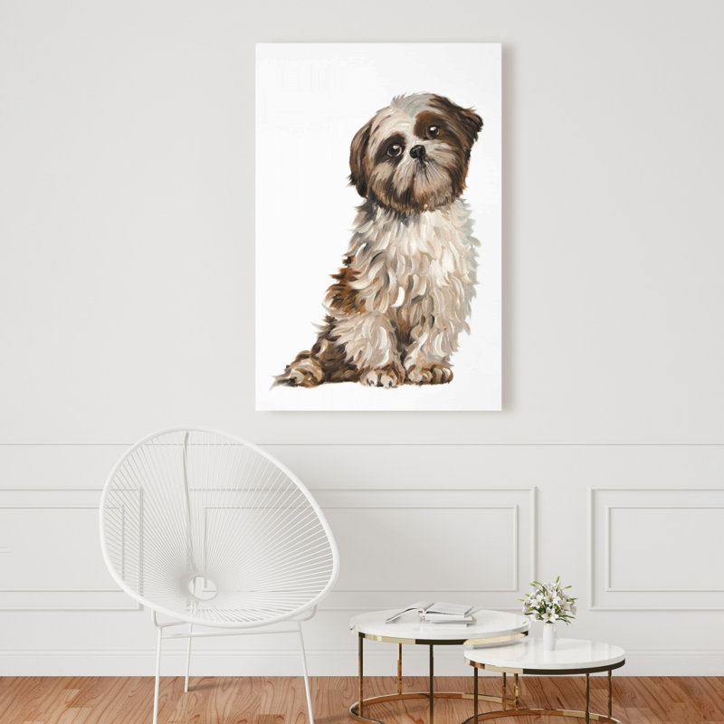 Shih-tzu, toile de chambre à coucher brune - Illustration de décoration intérieure