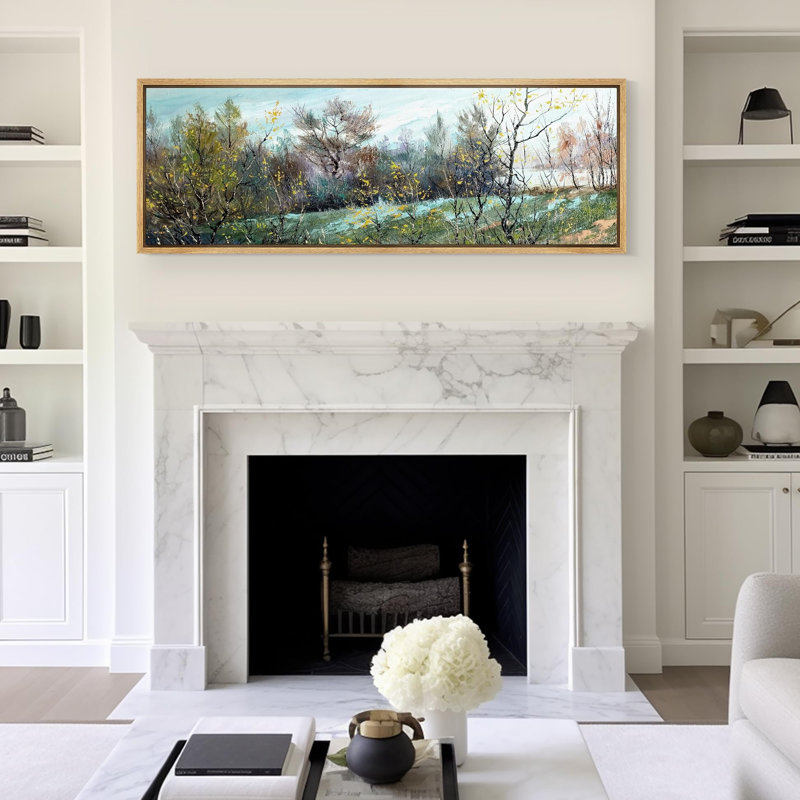 «Springtime Brushstroke Nature Scene», reproduction d'art sur toile, H 20 po x l 60 po, Naturel