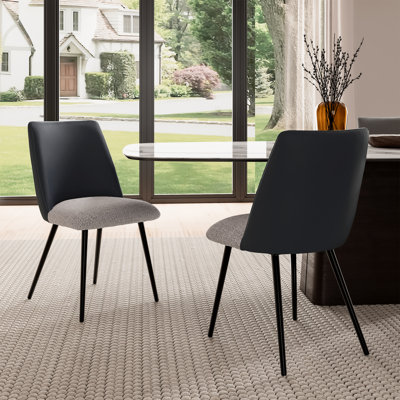 Solace, ensemble de 2 chaises de salle à manger rembourrées en cuir noir et PVC