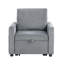 Élégant fauteuil en velours côtelé gris avec méridienne coulissante et poche latérale pour le balcon - une option confortable