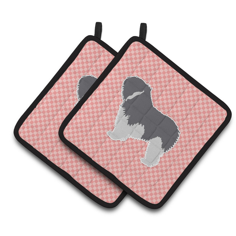 Cuisinier poignée à damier à trésors caroline Polish Lowland Sheepdog, Rose