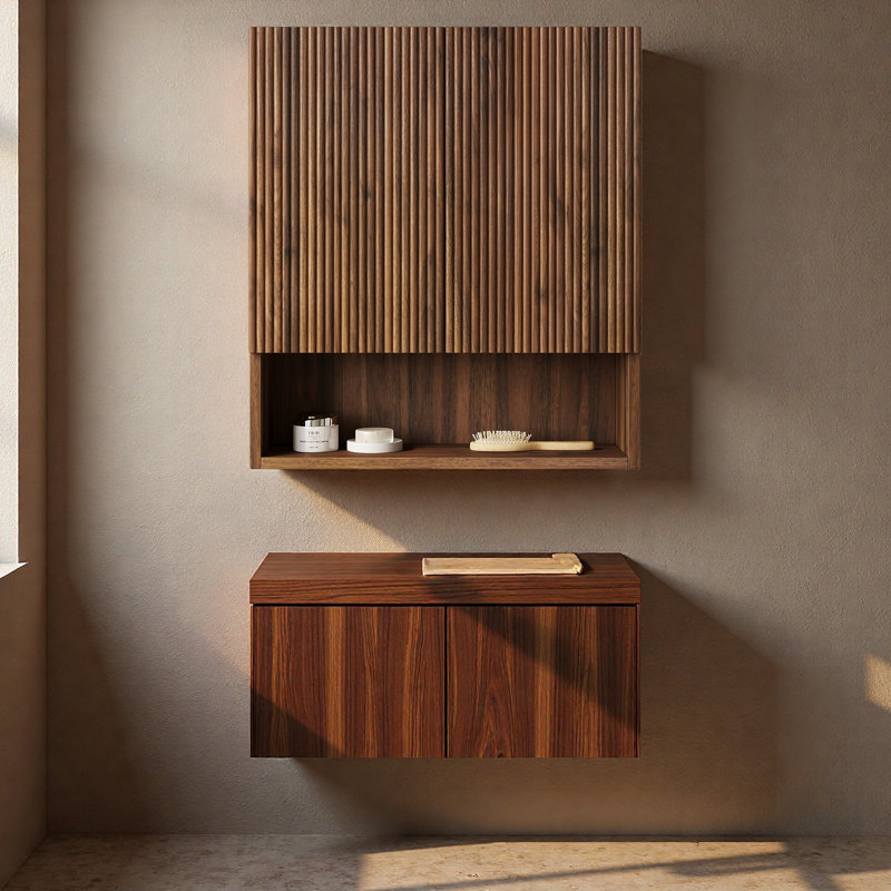 Armoire de salle de bain 25,98 "à rayures murale avec portes, tablette et compartiment de rangement ouvert au-dessus de la toilette