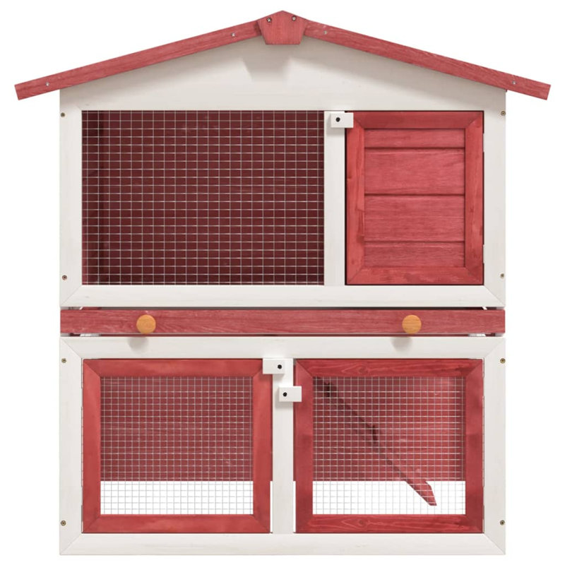 Melina Weather Resistant Rabbit Hutch, Red/White