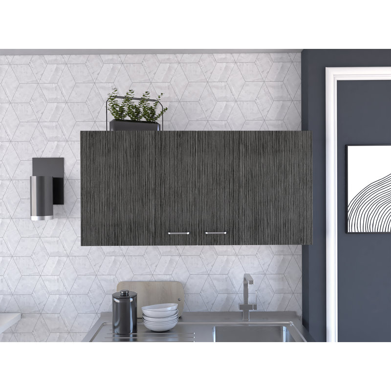 Brookeline Rectangle 2-Door Wall Cabinet White and Smokey Oak