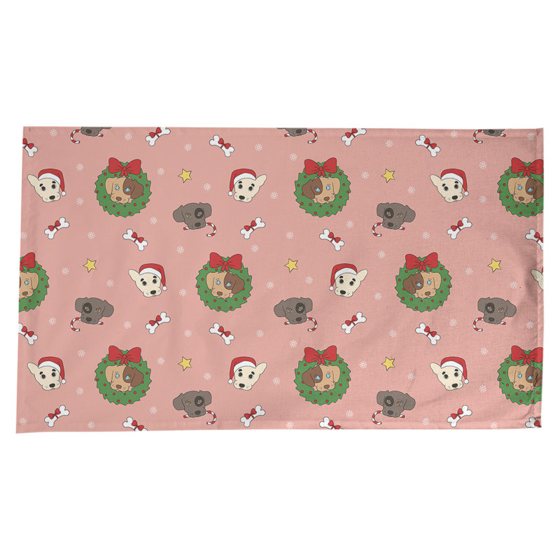 Festive Hol Tablecloth, 102" L x 58" W, Light Blue/Green/Red