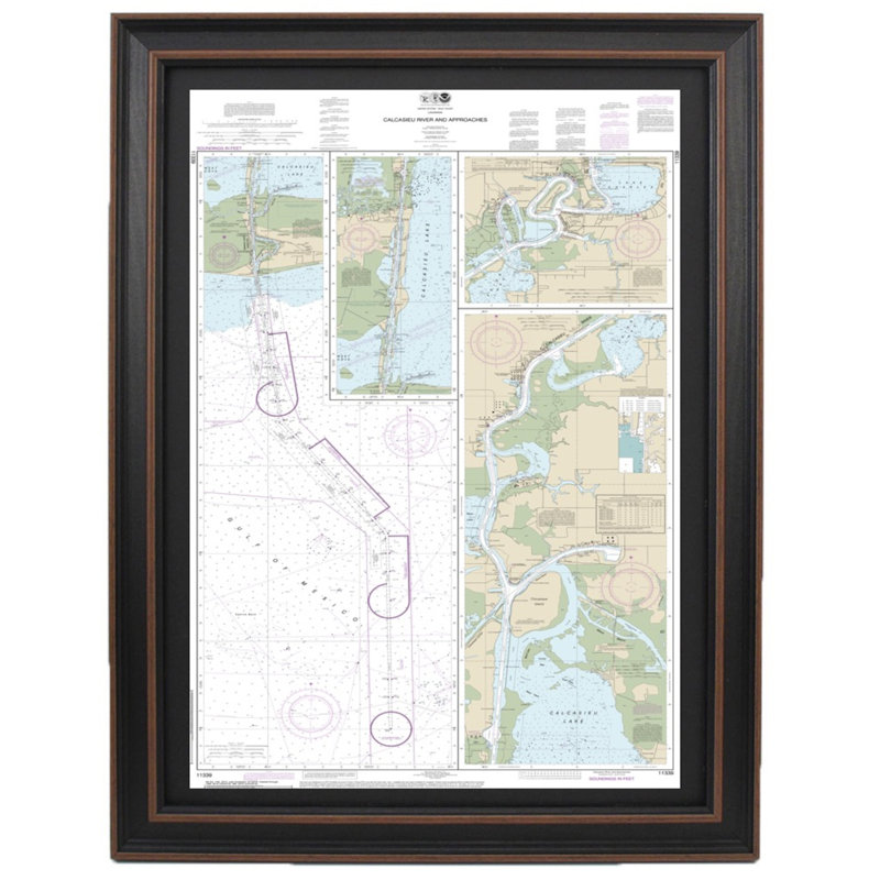 Calcasieu et ses abords | Carte nautique | Reproduction encadrée, H 21 po x l 36 po