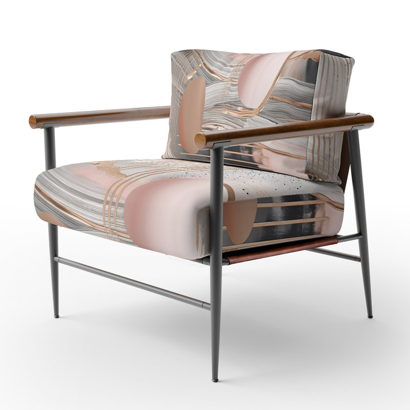 Fauteuil d'appoint rembourré Pink Rosegold, Noir