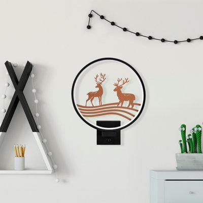 Stylish Wall Lamp, Black & Copper, 11.8 x 14.2 x 3.9 inches | 100% Metal Construction, Max 12W | On/Off Switch, 6.6 ft Cable | IP44 Rated, Perfect for Glam & Wildlife Décor, Ideal for Holiday & Home Use