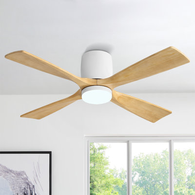 48 po Ventilateur de plafond à 4 pales avec fixation encastrée et télécommande intégrée