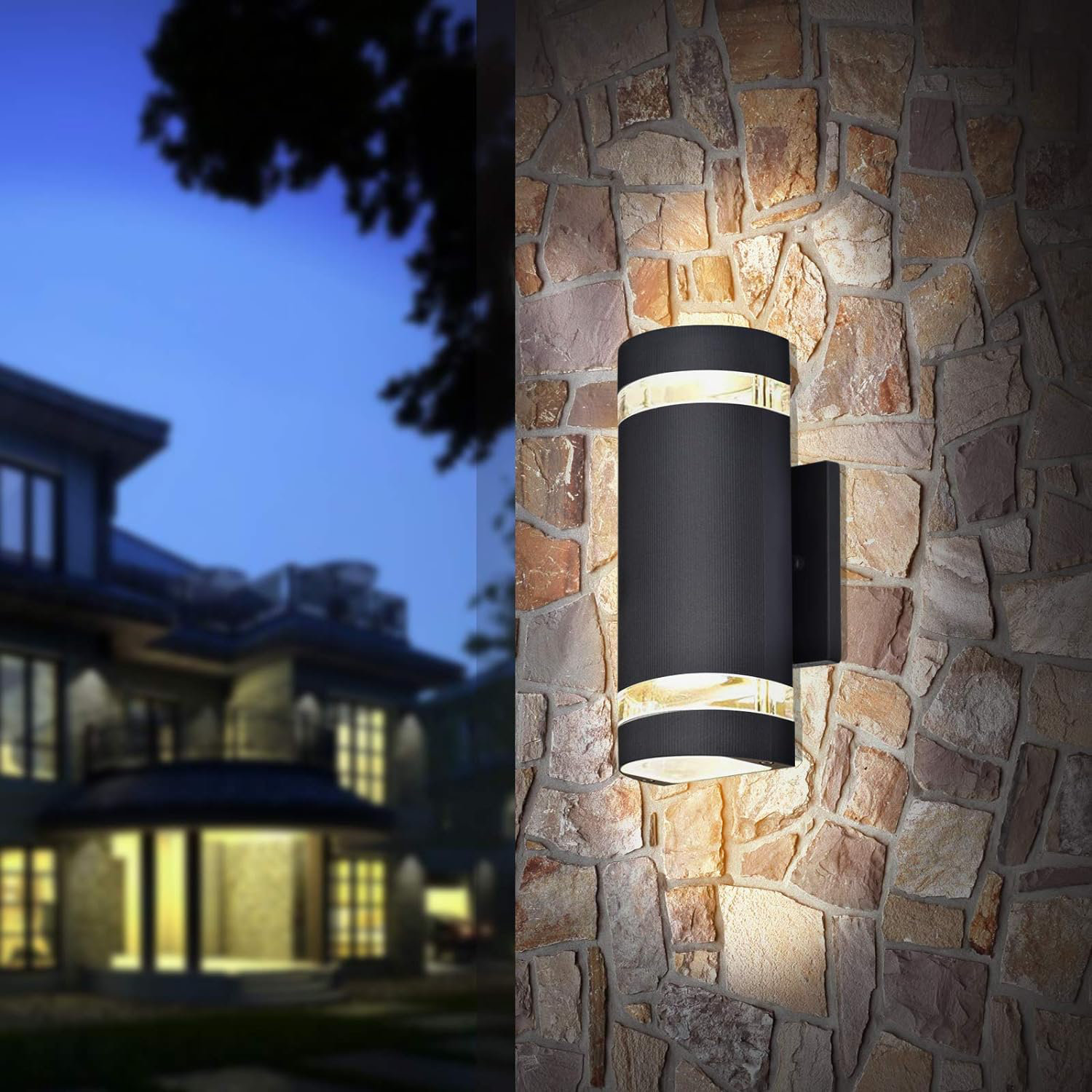 Latitude Run® Dusk To Dawn Outdoor Lighting, Bling Exterior Wall Sconce -  ETL Listed, Outdoor Light Fixtures Wall Mount Cylinder Design -Up Down ..., image size:1500x1500