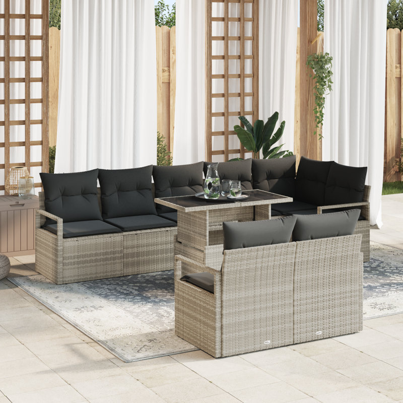 287cm Wide Patio Sofa with Cushions