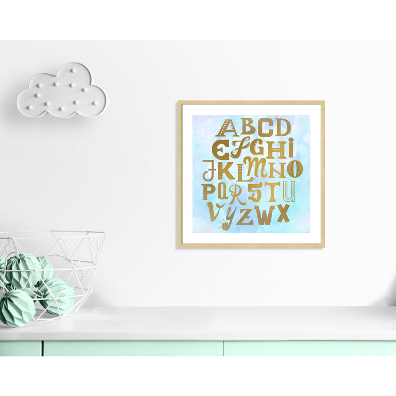Abc Blue », impression sur papier, Encadré de boîte champagne clair, H 26,5 po x l 26,5 po x P 1,18 po