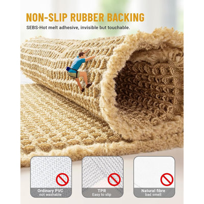 Large Waffle Bath Mat Set, Non-Slip, Ultra Absorbent, Extra Soft Washable Bath Rug Set, Brown