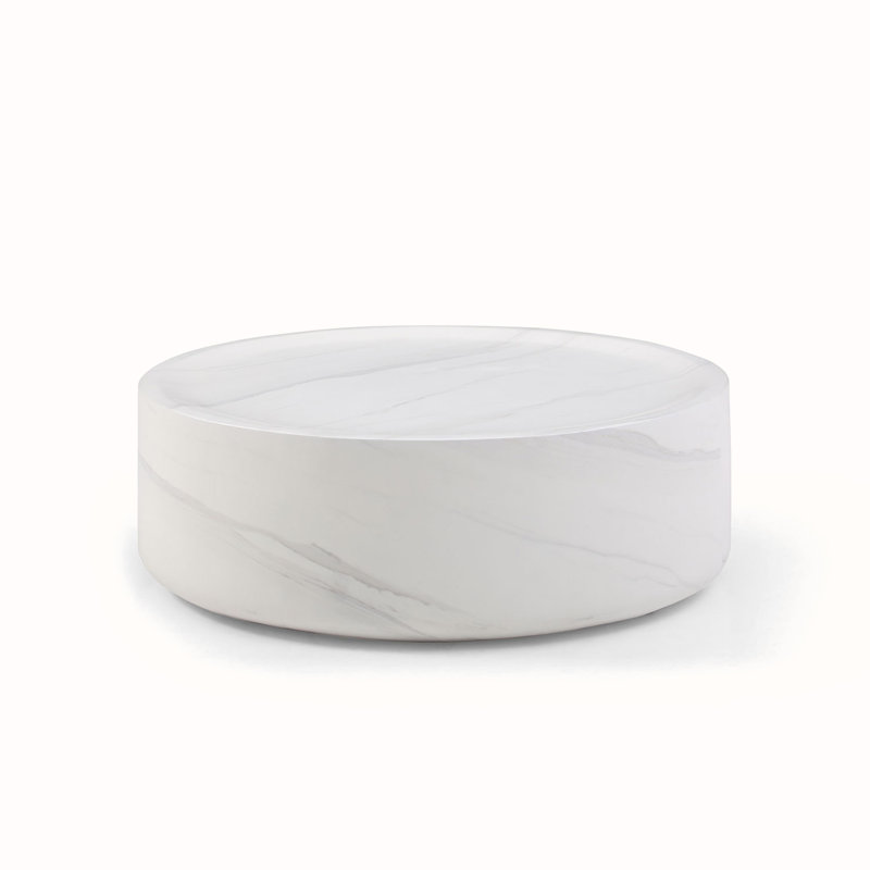 Coffee Table,Cocktail table,Living room table with Round top, White, 11.81" H x 31.49" L x 31.49" W